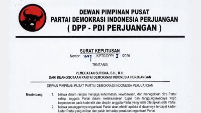 Ketua DPC PDIP Purwakarta Dipecat, 4 Anggota Fraksi Menyusul?